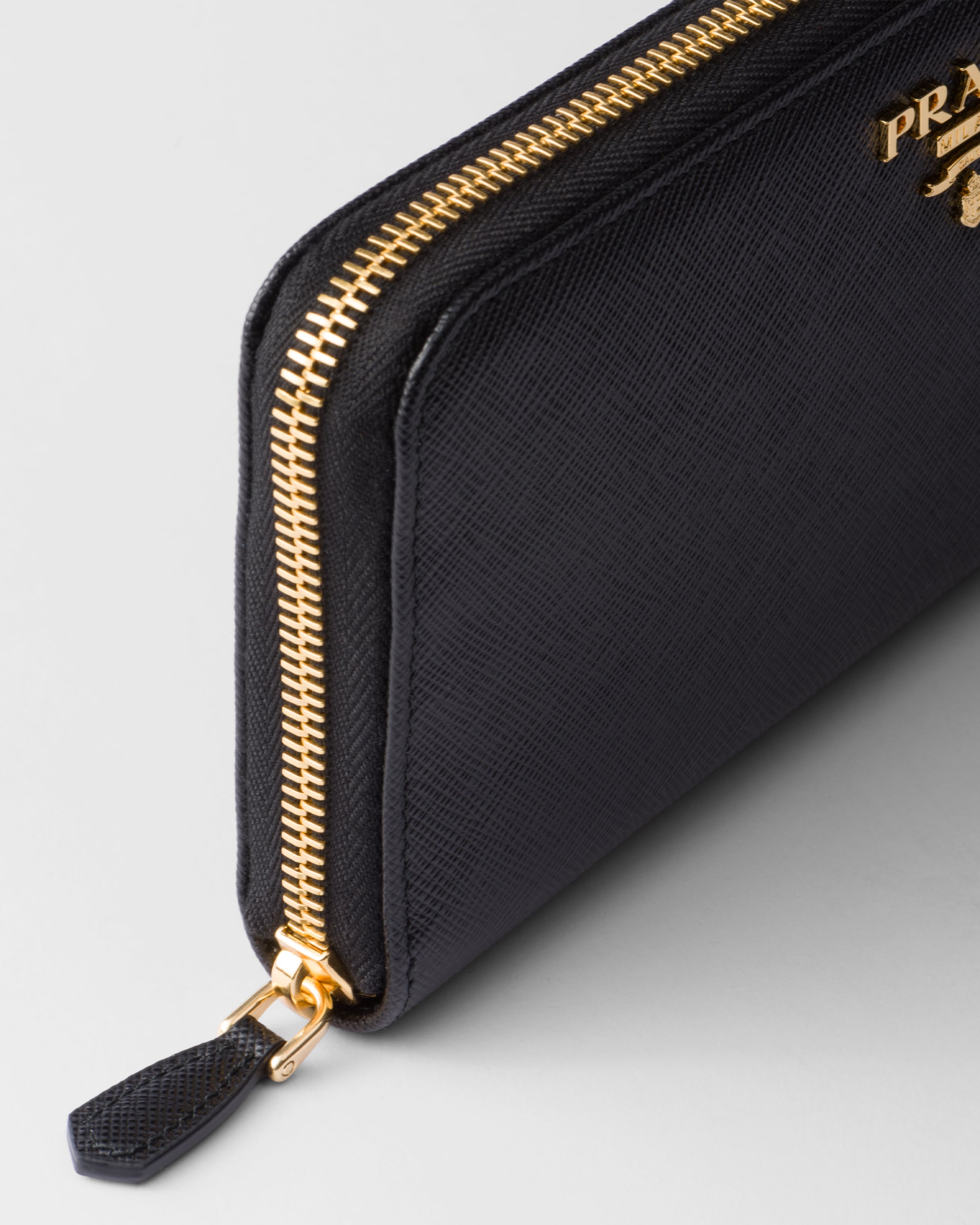 Black pale Pink Large Saffiano Leather Wallet PRADA