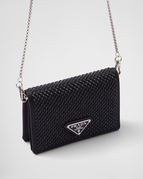 Cardholder with shoulder strap and crystals Cardholder with shoulder strap and crystals