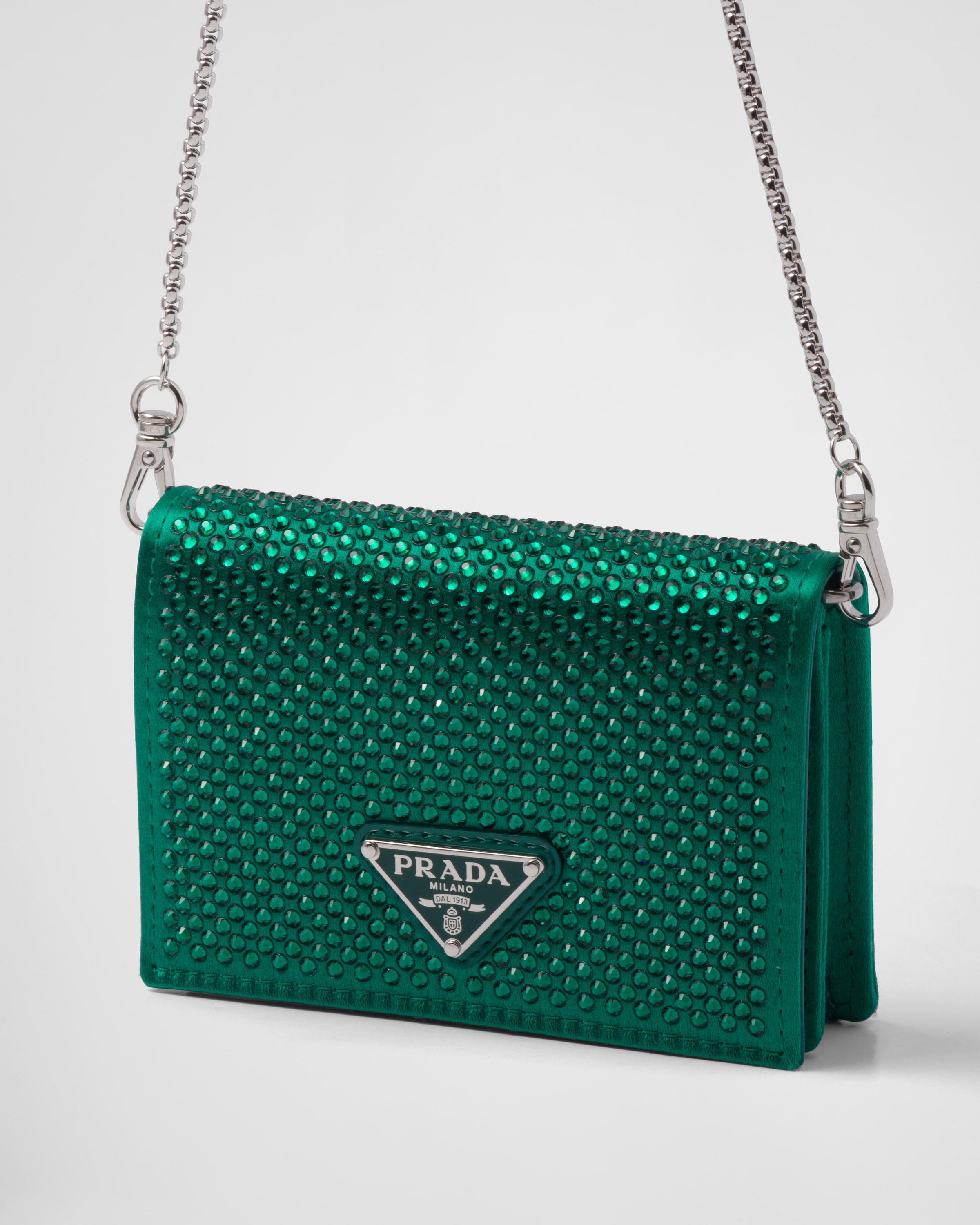 Prada حامل بطاقة مزود بحزام كتف مزين بالكريستال 2
