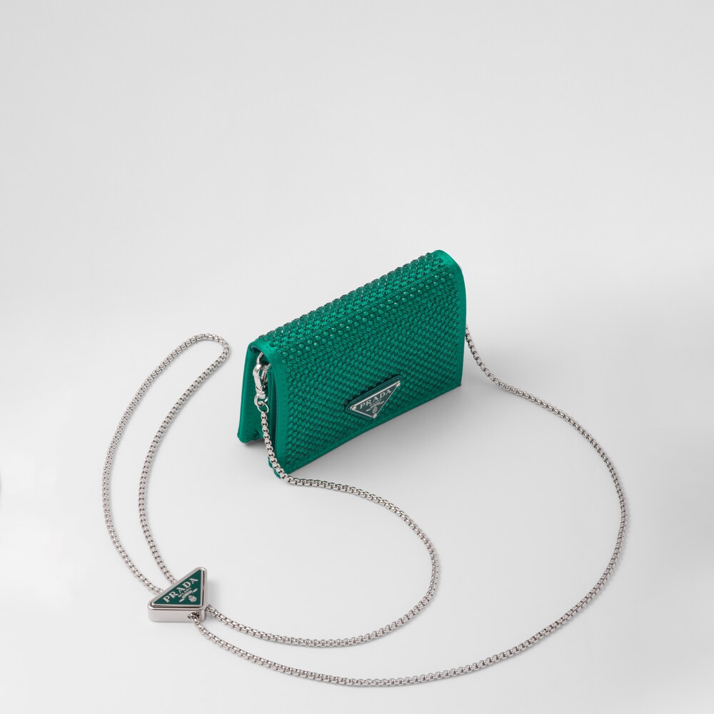 Prada Cardholder with shoulder strap and crystals 1