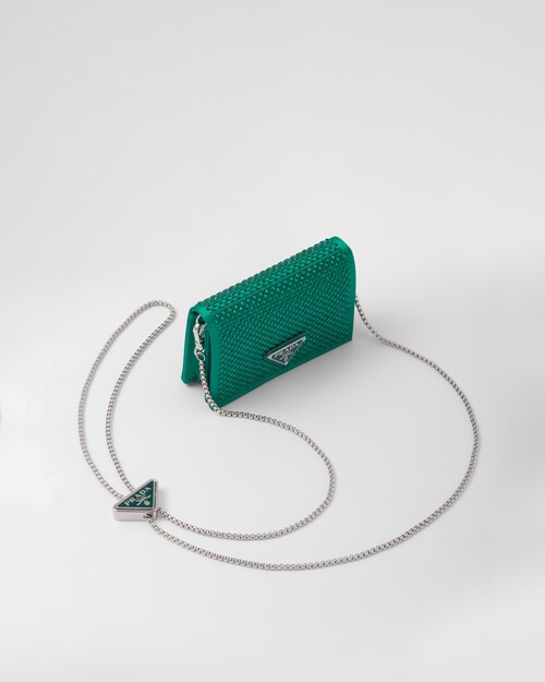 Prada Cardholder with shoulder strap and crystals 1