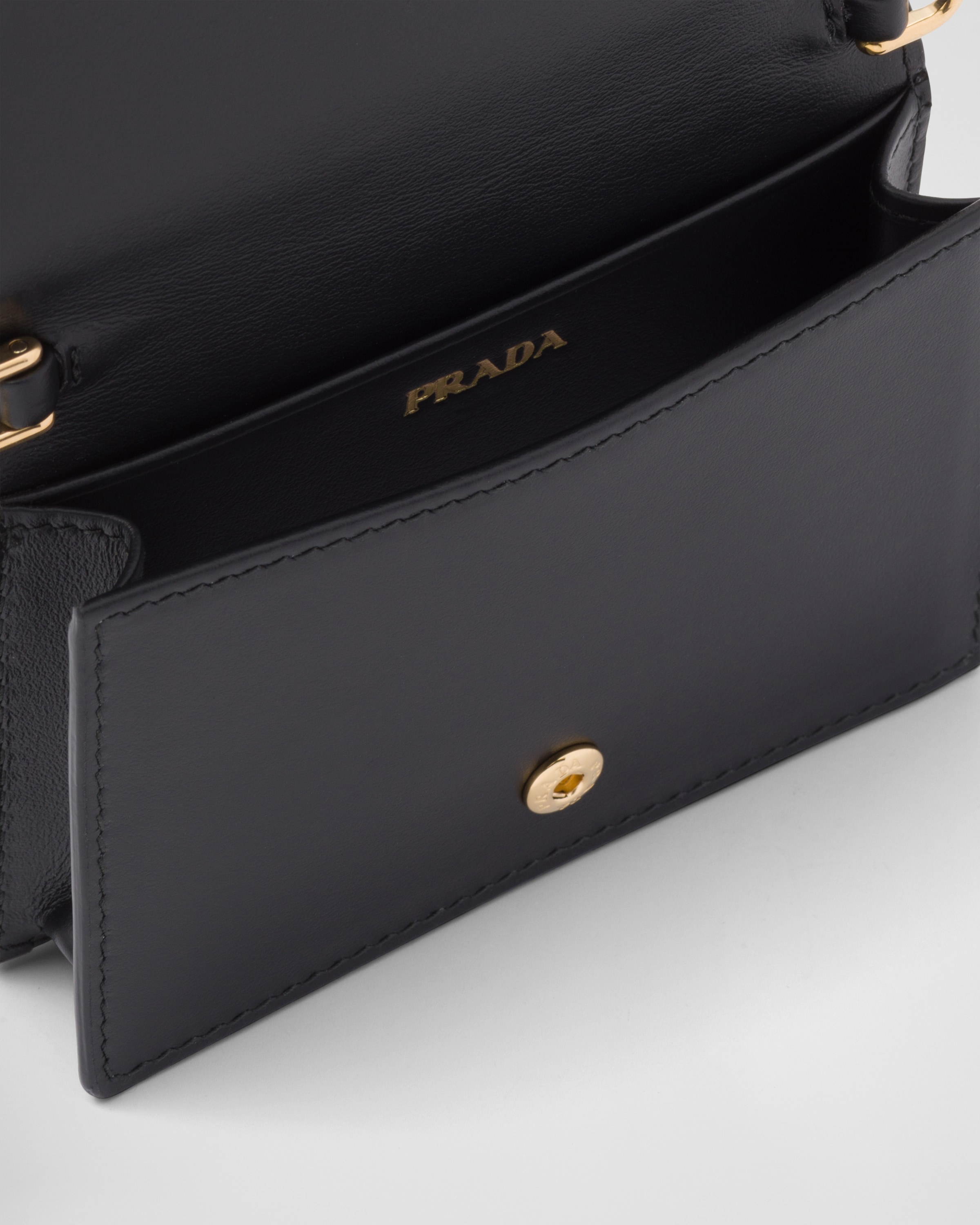 prada saffiano leather card holder with shoulder strap