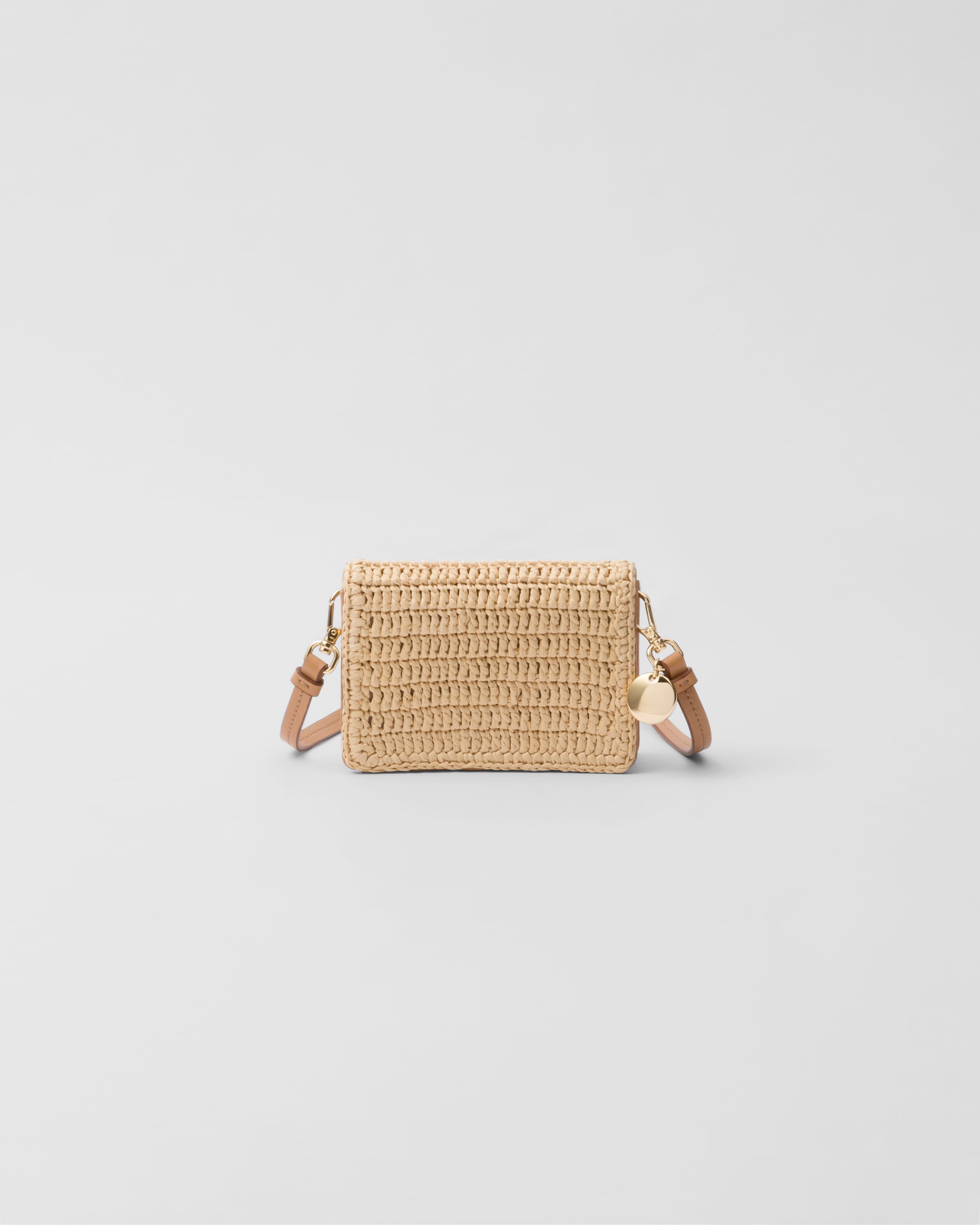 Natural Crochet card holder with shoulder strap | PRADA