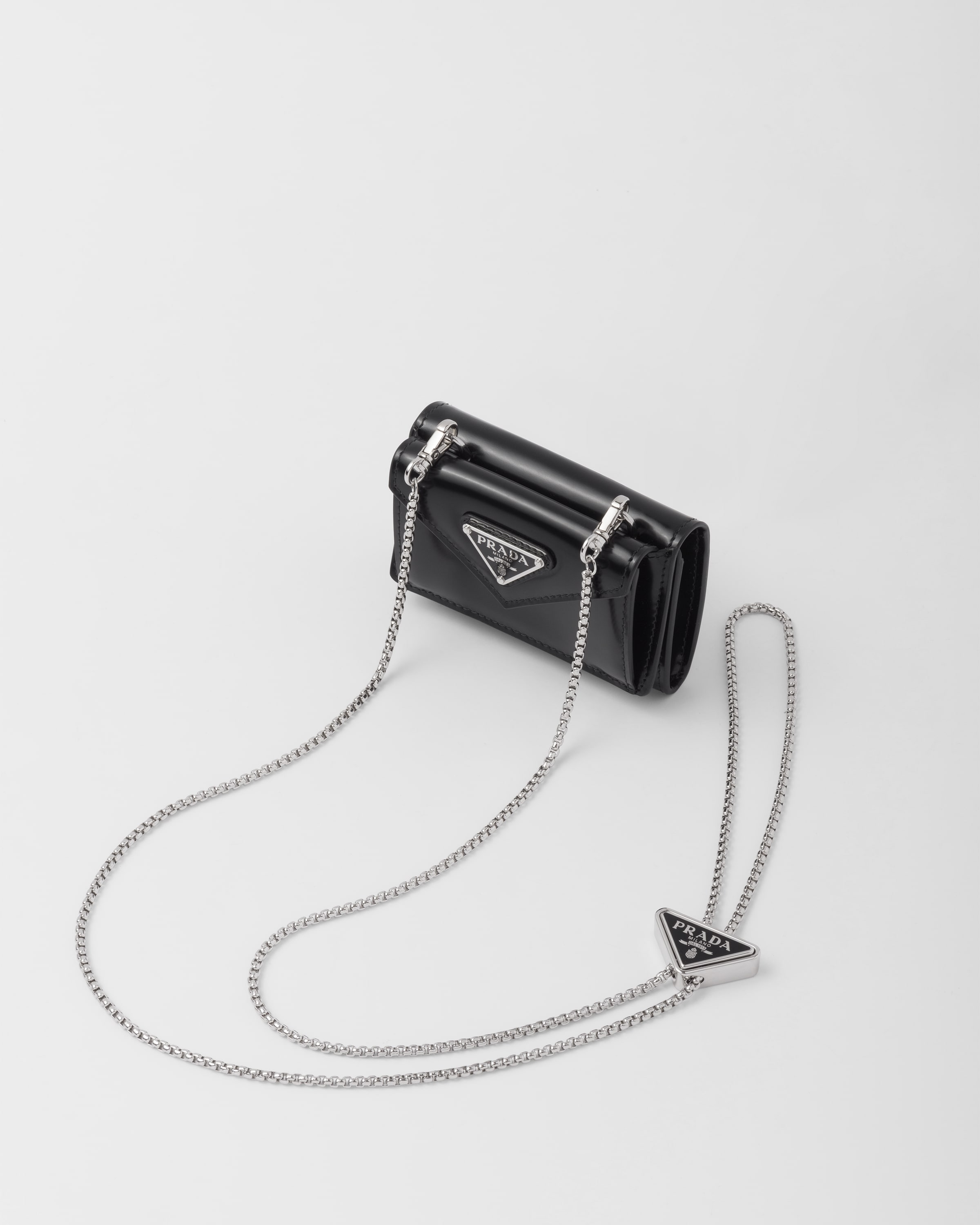 Prada card holder with hot sale chain