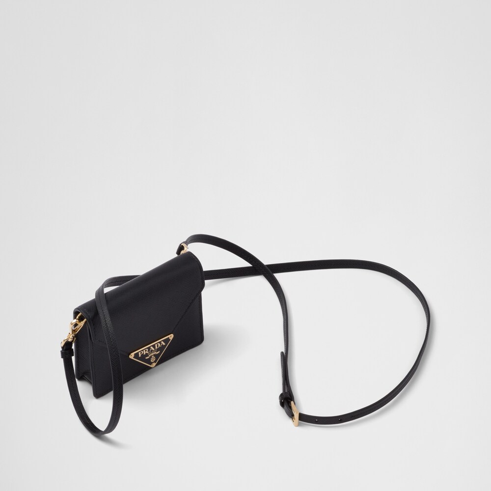Prada Portacarte con tracolla in Saffiano 1