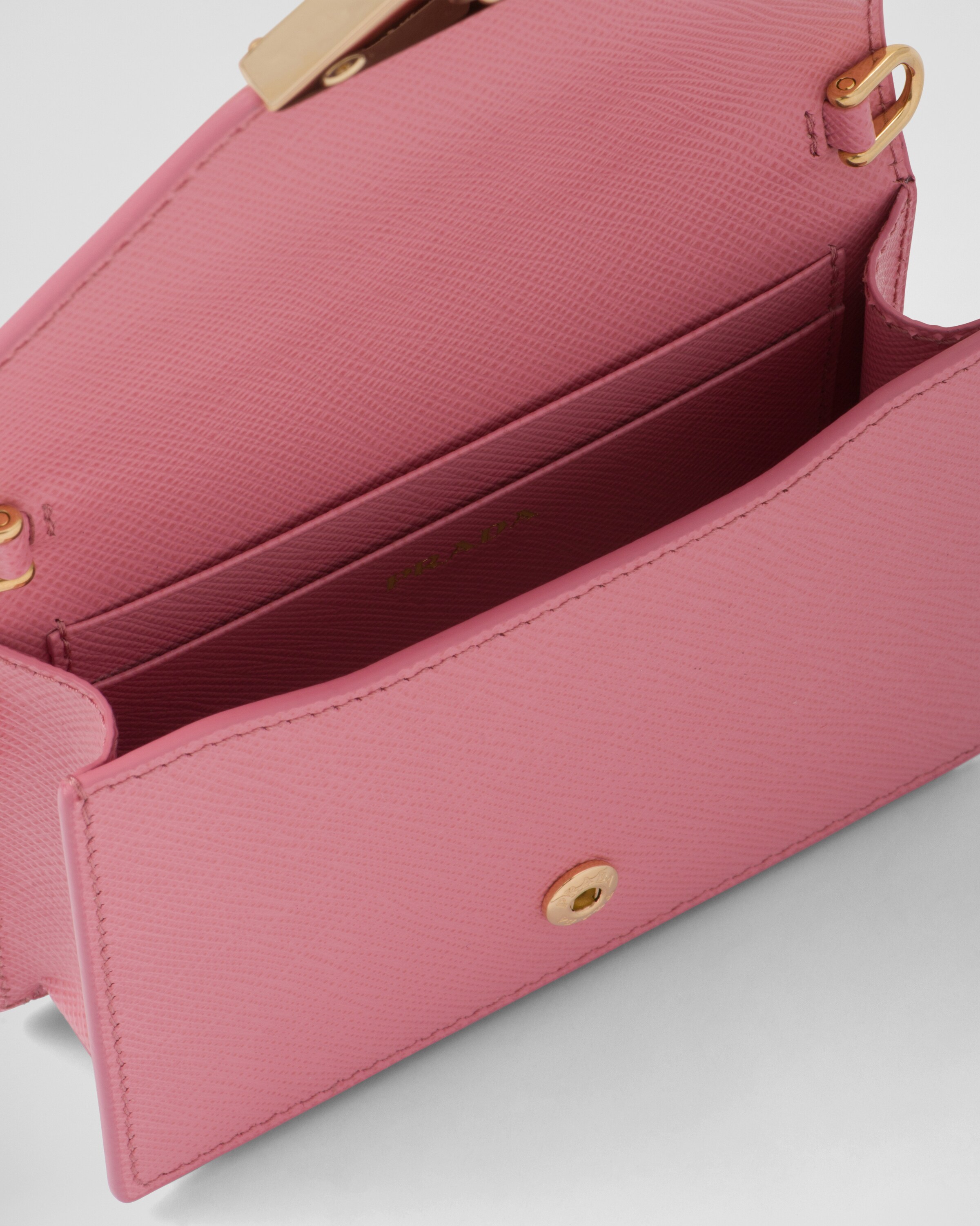 Prada saffiano leather card holder with shoulder hotsell strap