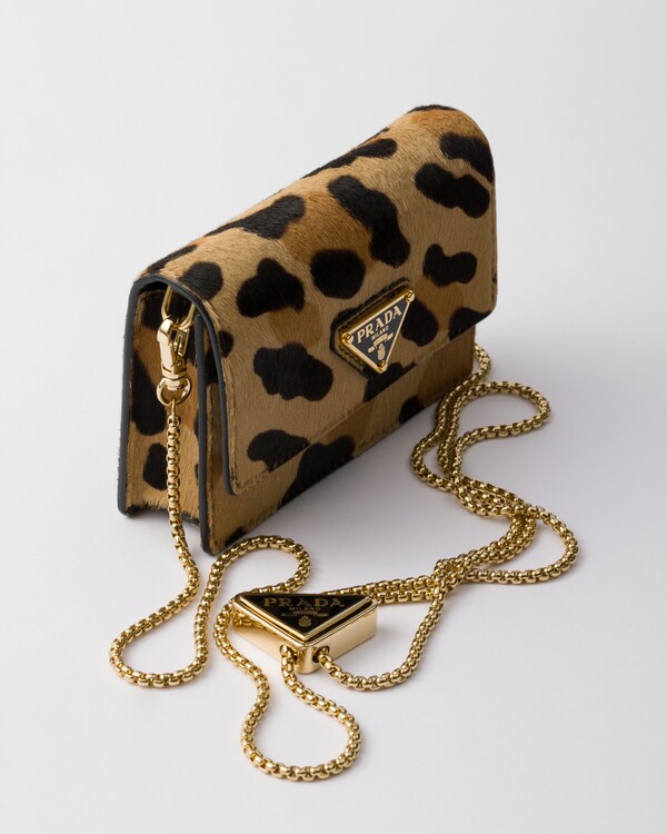 Printed leather card holder with shoulder strap Printed leather card holder with shoulder strap