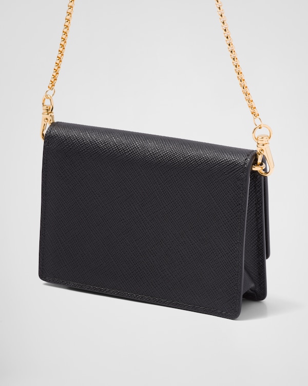 Saffiano leather card holder with shoulder strap Saffiano leather card holder with shoulder strap