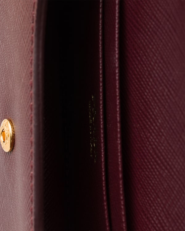 Saffiano leather card holder with shoulder strap - Burgundy Saffiano leather card holder with shoulder strap - Burgundy