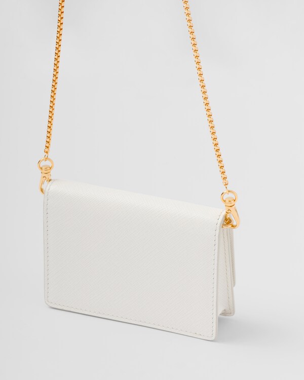 Saffiano leather card holder with shoulder strap Saffiano leather card holder with shoulder strap