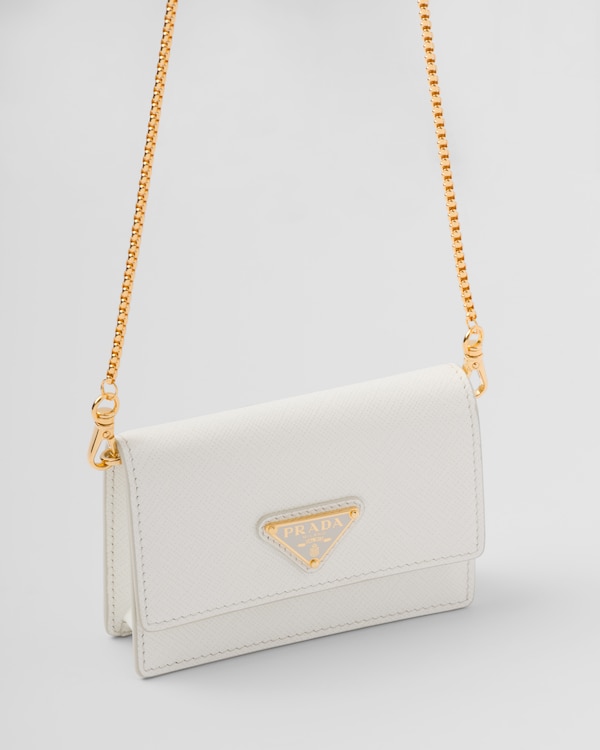 Saffiano leather card holder with shoulder strap Saffiano leather card holder with shoulder strap