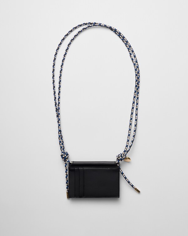 Porte-cartes avec bandoulière en cuir Porte-cartes avec bandoulière en cuir