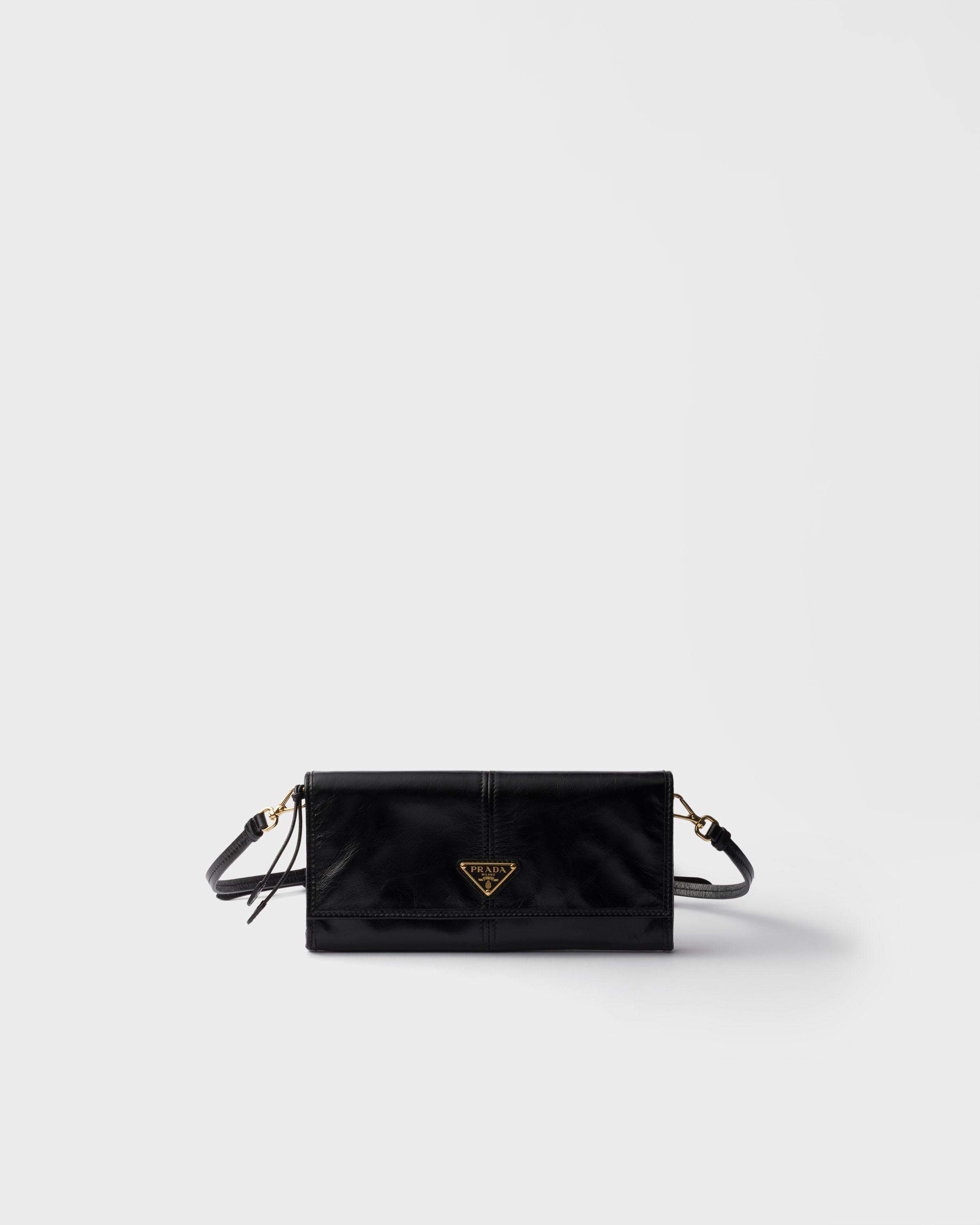 Leather wallet with shoulder strap