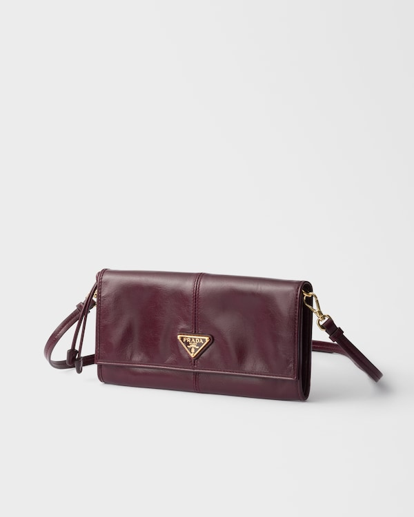 Leather wallet with shoulder strap - Burgundy Leather wallet with shoulder strap - Burgundy