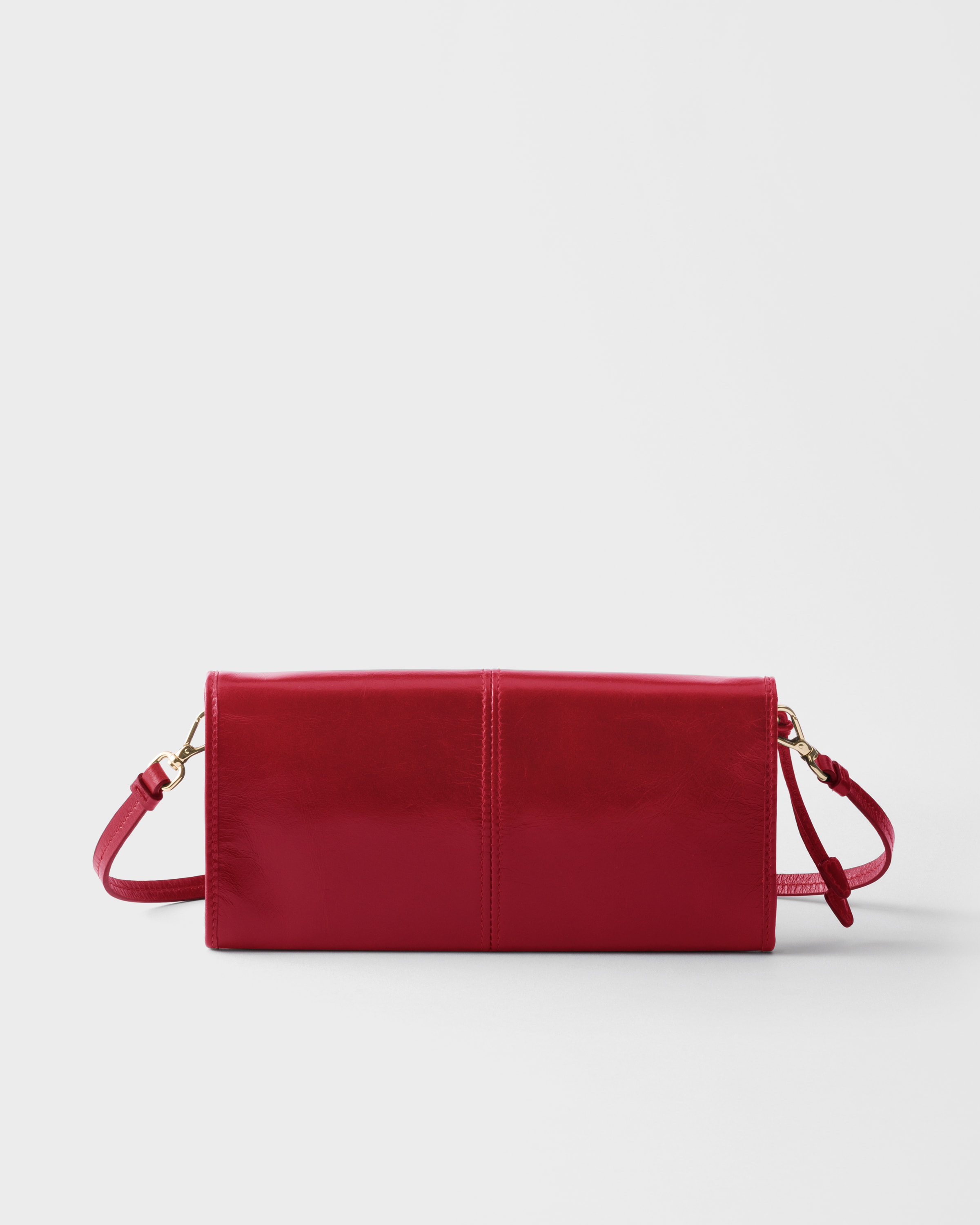 Red Leather wallet with shoulder strap | PRADA - United States