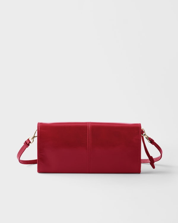 Leather wallet with shoulder strap - Red Leather wallet with shoulder strap - Red