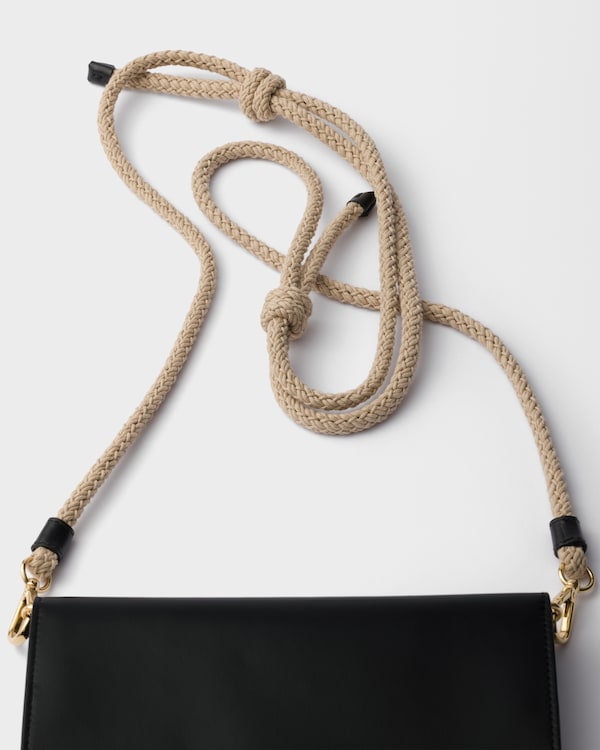 Leather wallet with shoulder strap - Black Leather wallet with shoulder strap - Black