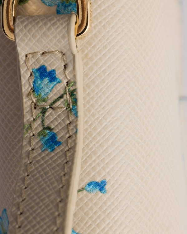 Printed Saffiano leather wallet with shoulder strap - Natural Printed Saffiano leather wallet with shoulder strap - Natural