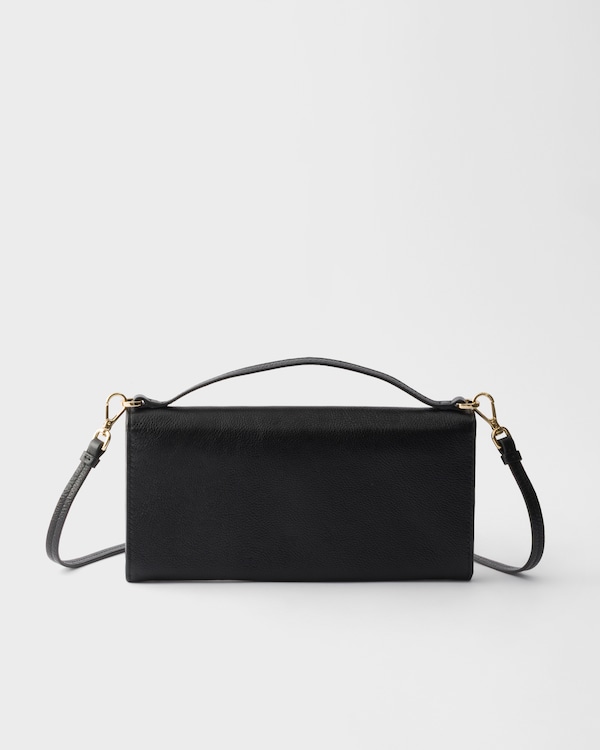 Leather wallet with shoulder strap - Black Leather wallet with shoulder strap - Black
