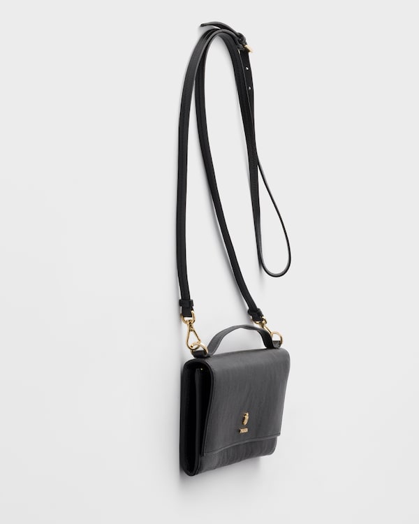 Leather wallet with shoulder strap - Black Leather wallet with shoulder strap - Black
