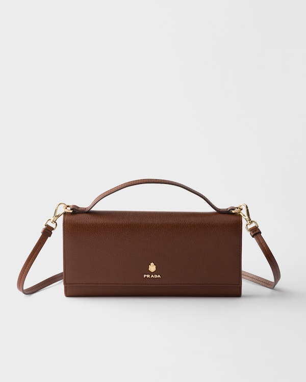 ショルダーストラップ付レザー 財布 - チェストナットブラウン ショルダーストラップ付レザー 財布 - チェストナットブラウン