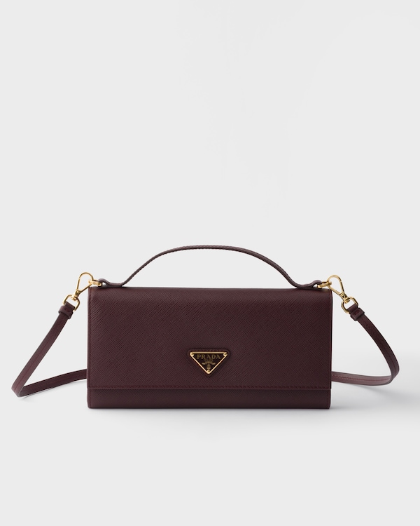 Saffiano leather wallet with shoulder strap - Bermellón Saffiano leather wallet with shoulder strap - Bermellón