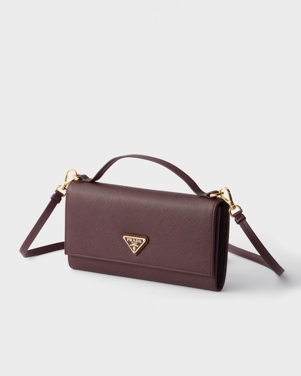Saffiano leather wallet with shoulder strap - Bermellón Saffiano leather wallet with shoulder strap - Bermellón