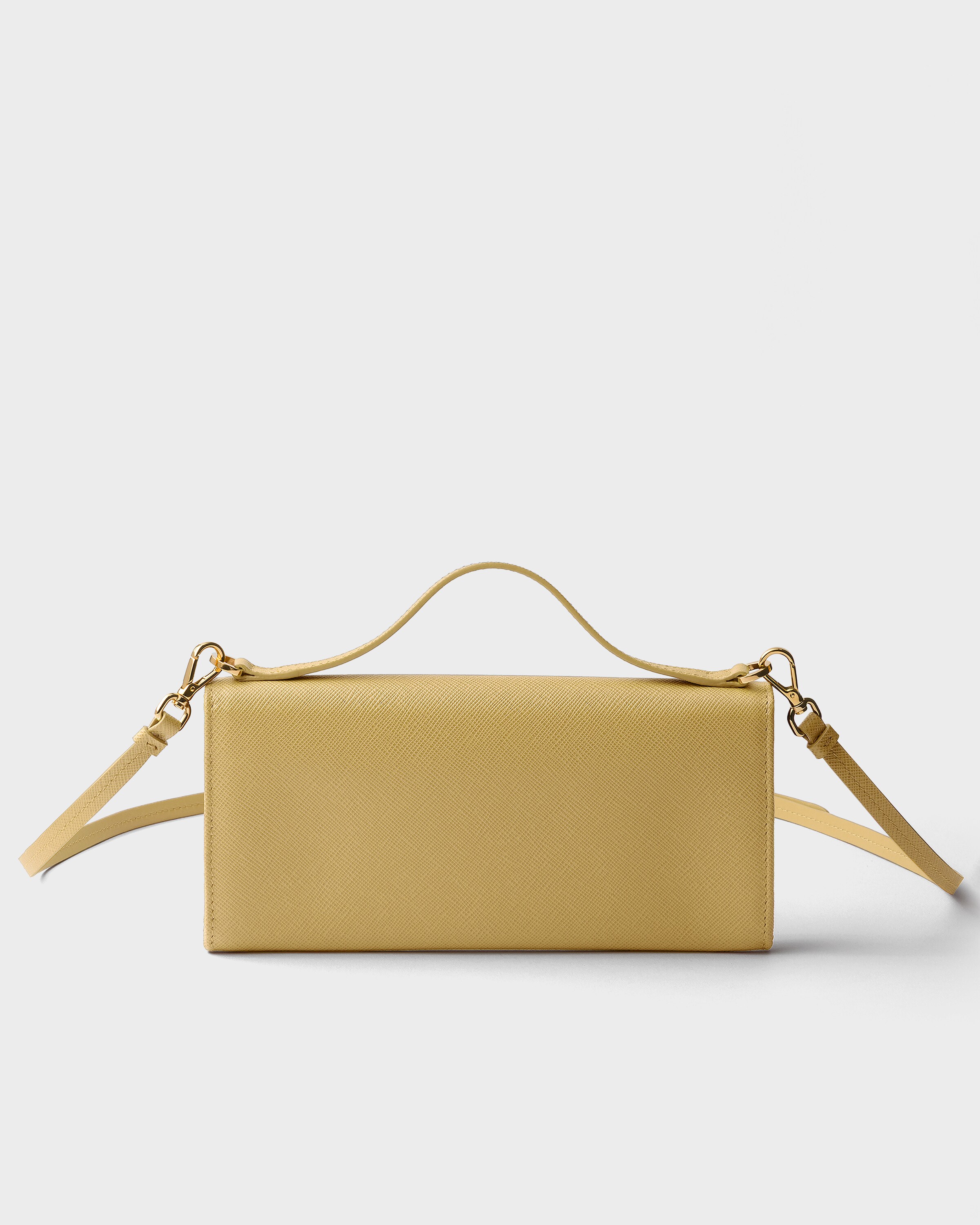 Vanilla Saffiano leather wallet with shoulder strap | PRADA