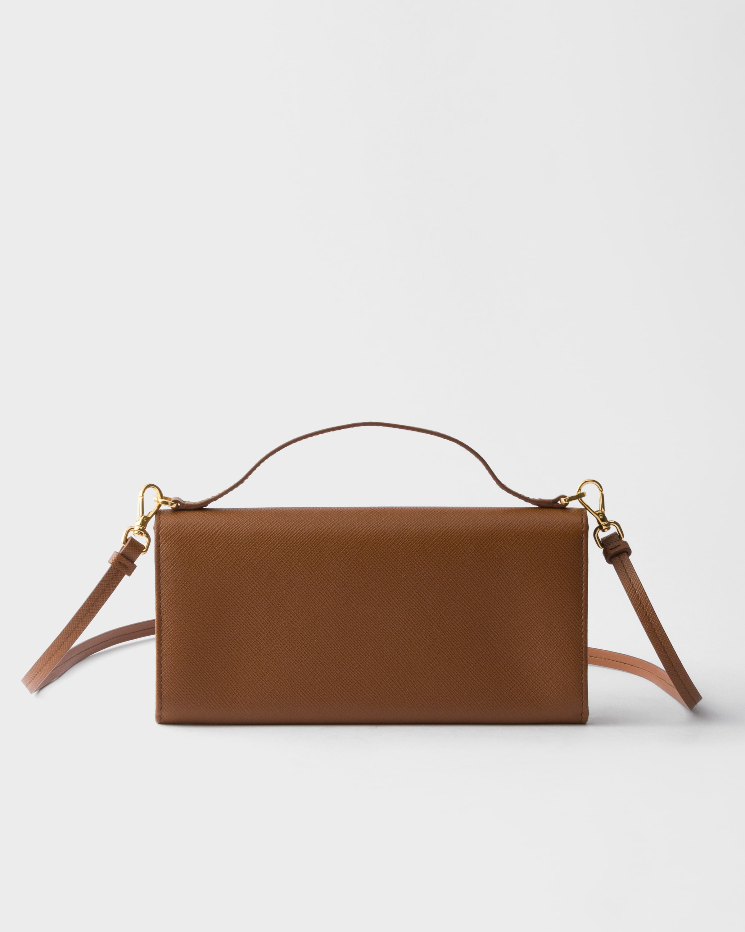 Wallet shoulder bag ポーチ付き／ブラウン Cognac Saffiano Leather Wallet With Shoulder Strap | PRADA