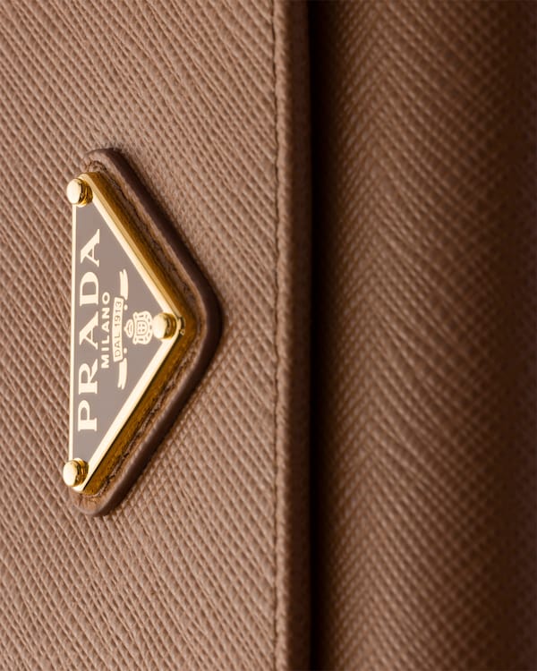 Saffiano leather wallet with shoulder strap - Cognac Saffiano leather wallet with shoulder strap - Cognac