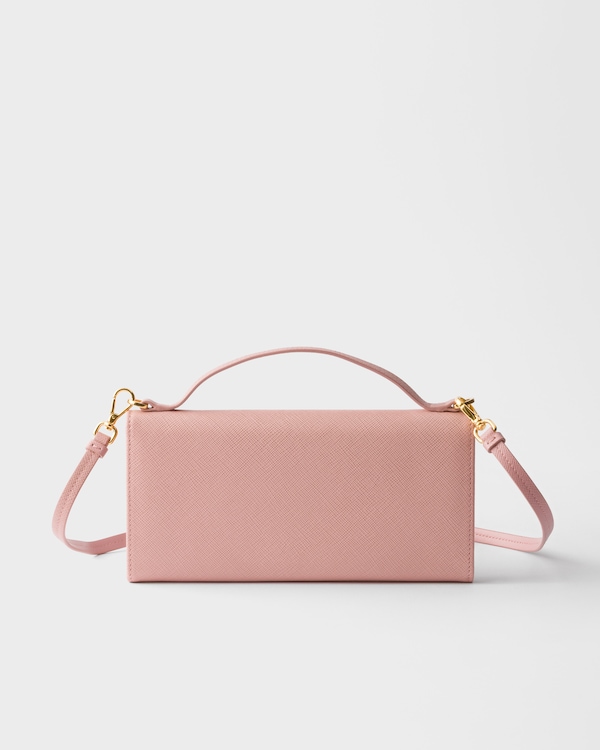 Portefeuille à bandoulière en cuir Saffiano - Pêche Portefeuille à bandoulière en cuir Saffiano - Pêche