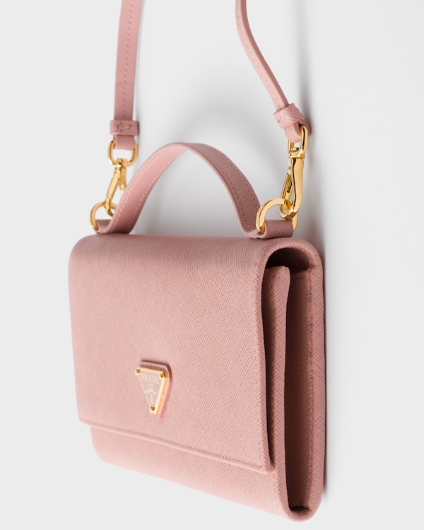 Portefeuille à bandoulière en cuir Saffiano - Pêche Portefeuille à bandoulière en cuir Saffiano - Pêche