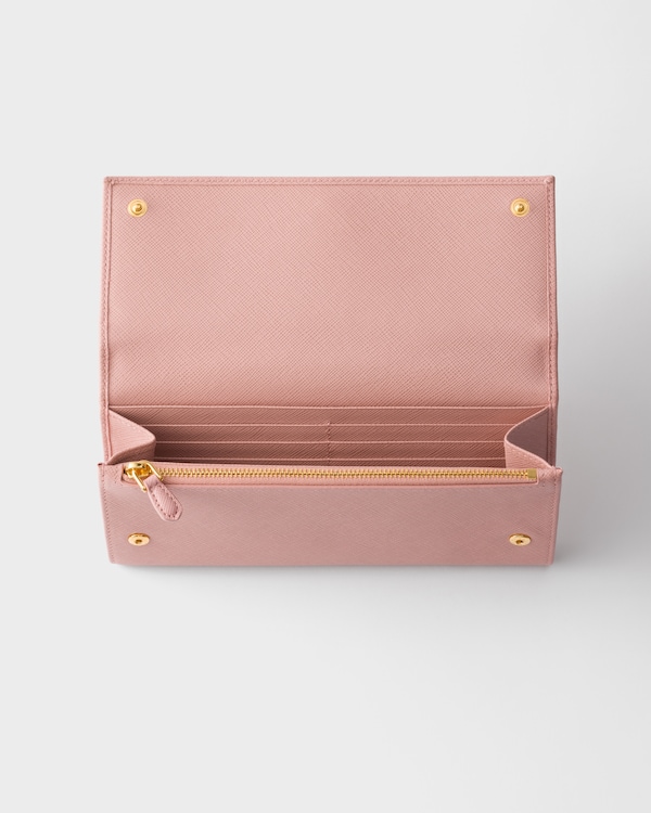 Portefeuille à bandoulière en cuir Saffiano - Pêche Portefeuille à bandoulière en cuir Saffiano - Pêche