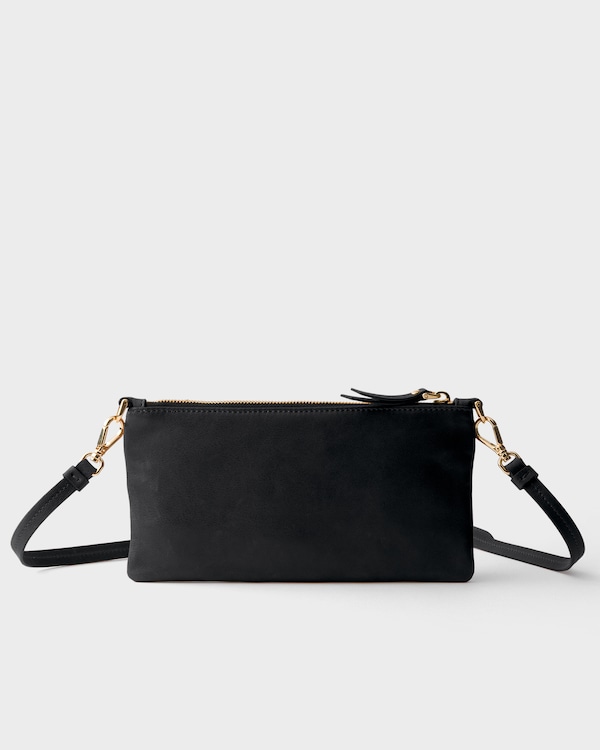 Nappa leather wallet with shoulder strap - Black Nappa leather wallet with shoulder strap - Black