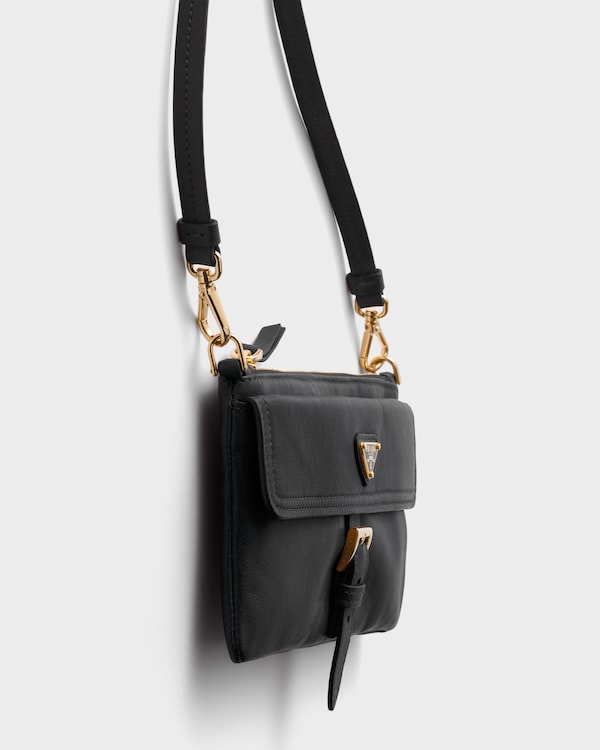 Nappa leather wallet with shoulder strap - Black Nappa leather wallet with shoulder strap - Black