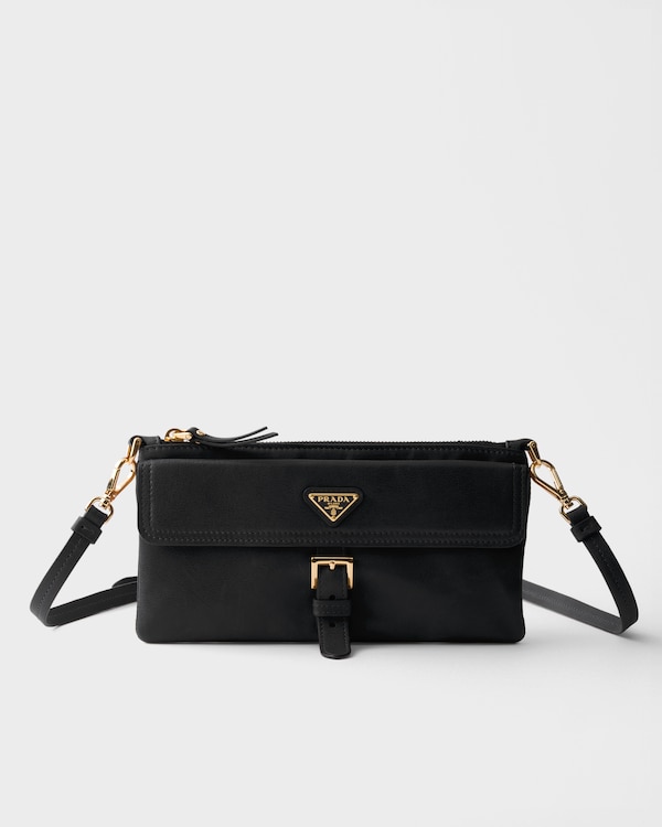 Nappa leather wallet with shoulder strap - Black Nappa leather wallet with shoulder strap - Black