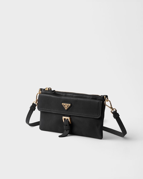 Nappa leather wallet with shoulder strap - Black Nappa leather wallet with shoulder strap - Black