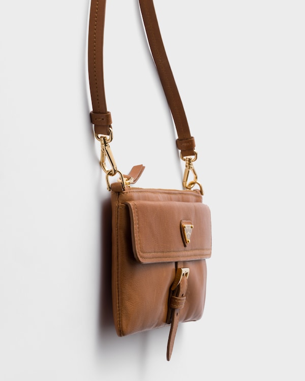 Nappa leather wallet with shoulder strap - Caramel Nappa leather wallet with shoulder strap - Caramel