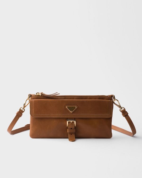 Nappa leather wallet with shoulder strap - Caramel Nappa leather wallet with shoulder strap - Caramel