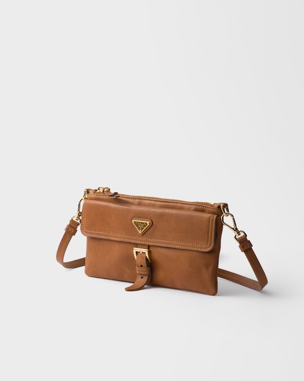Nappa leather wallet with shoulder strap - Caramel Nappa leather wallet with shoulder strap - Caramel