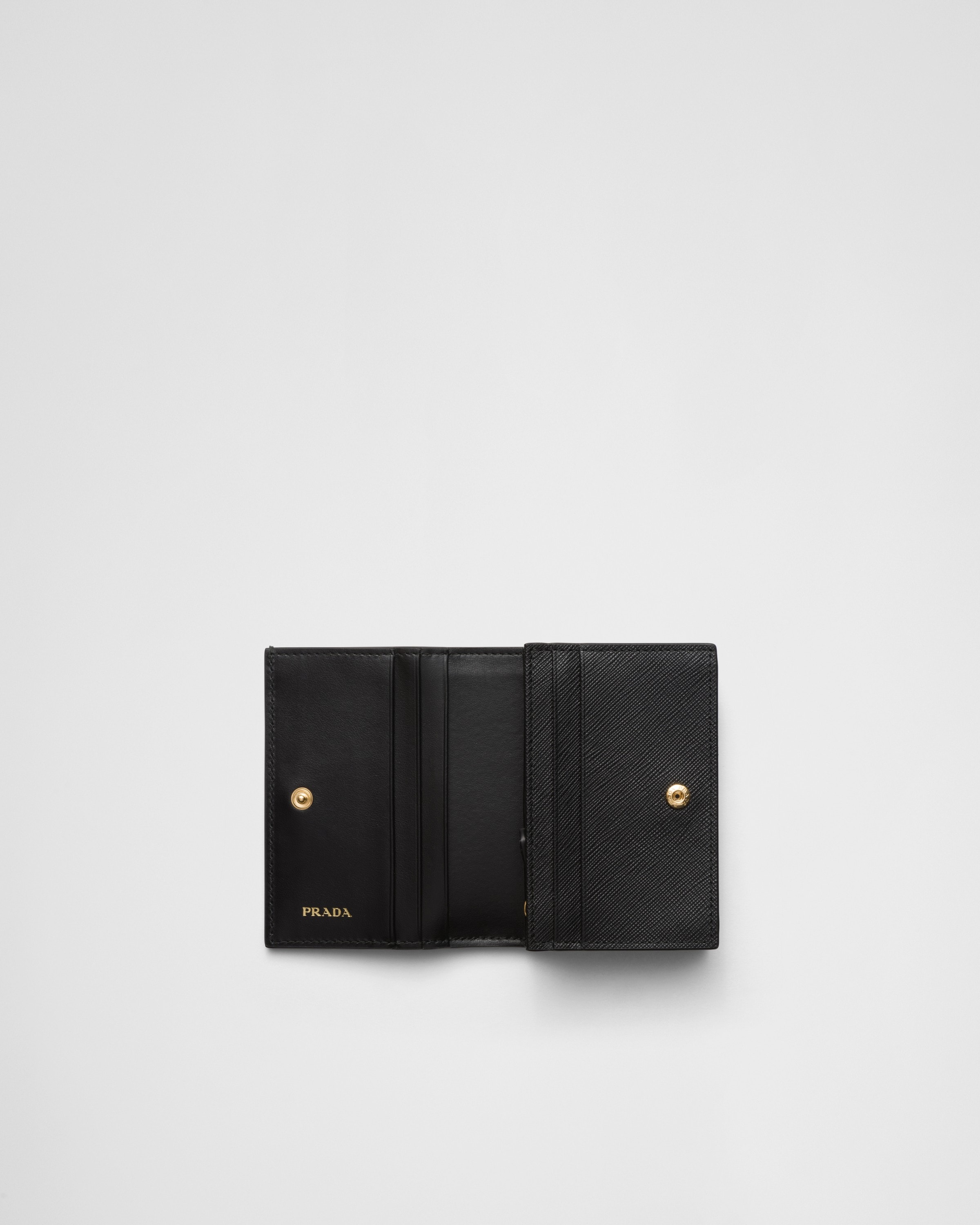 Shop Prada Small Printed Saffiano Leather Wallet In Black