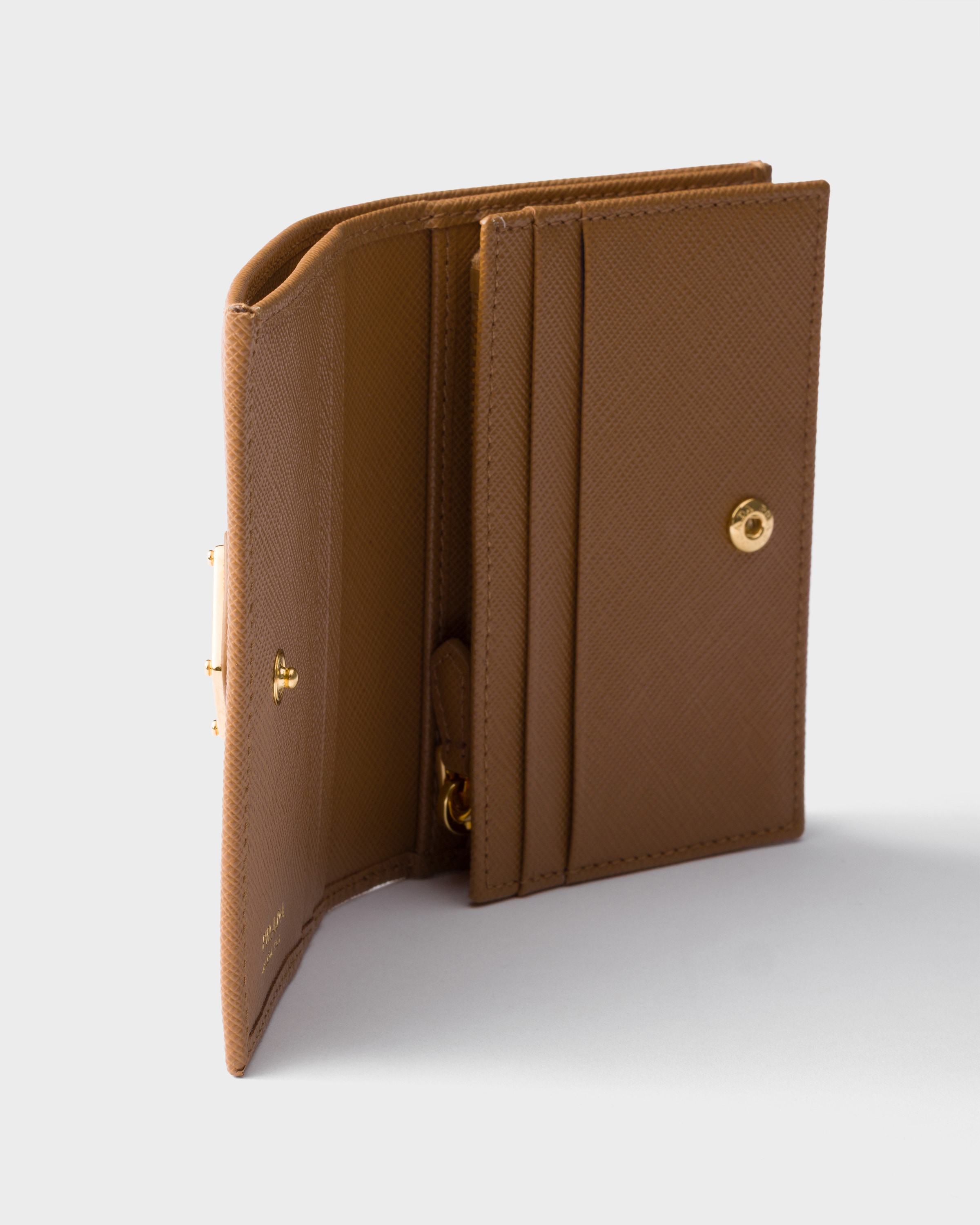 Caramel Small Saffiano Leather Wallet | PRADA - United States