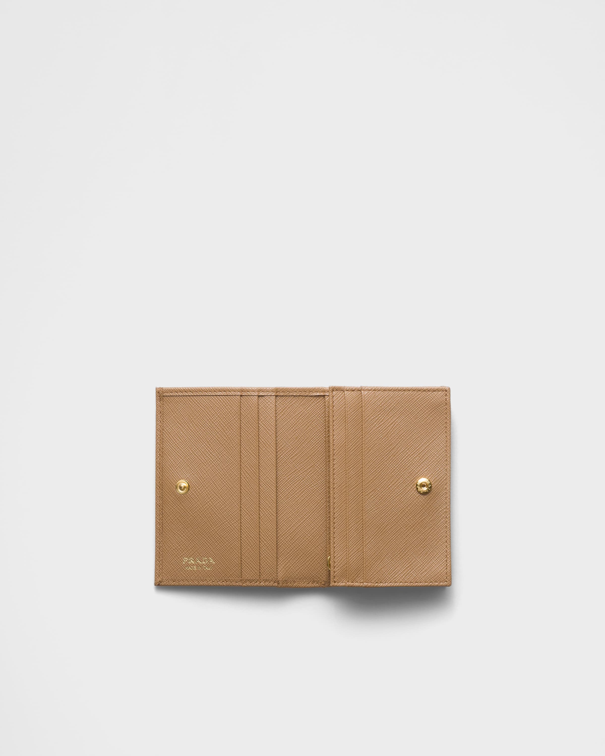 小物 Prada Perforated Leather Compact Wallet Black Small Saffiano Leather Wallet | PRADA