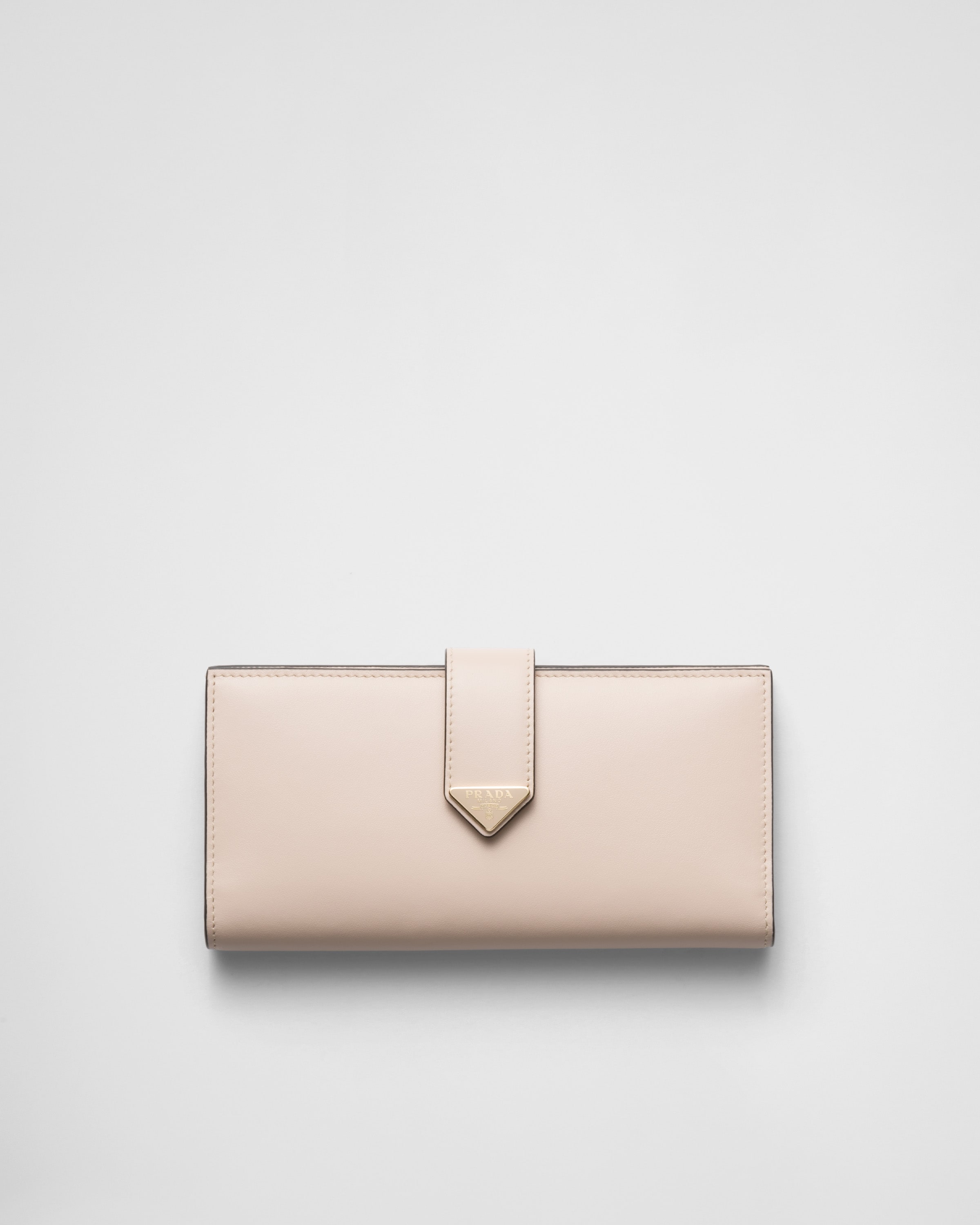 Prada Large Leather Wallet In Neutral