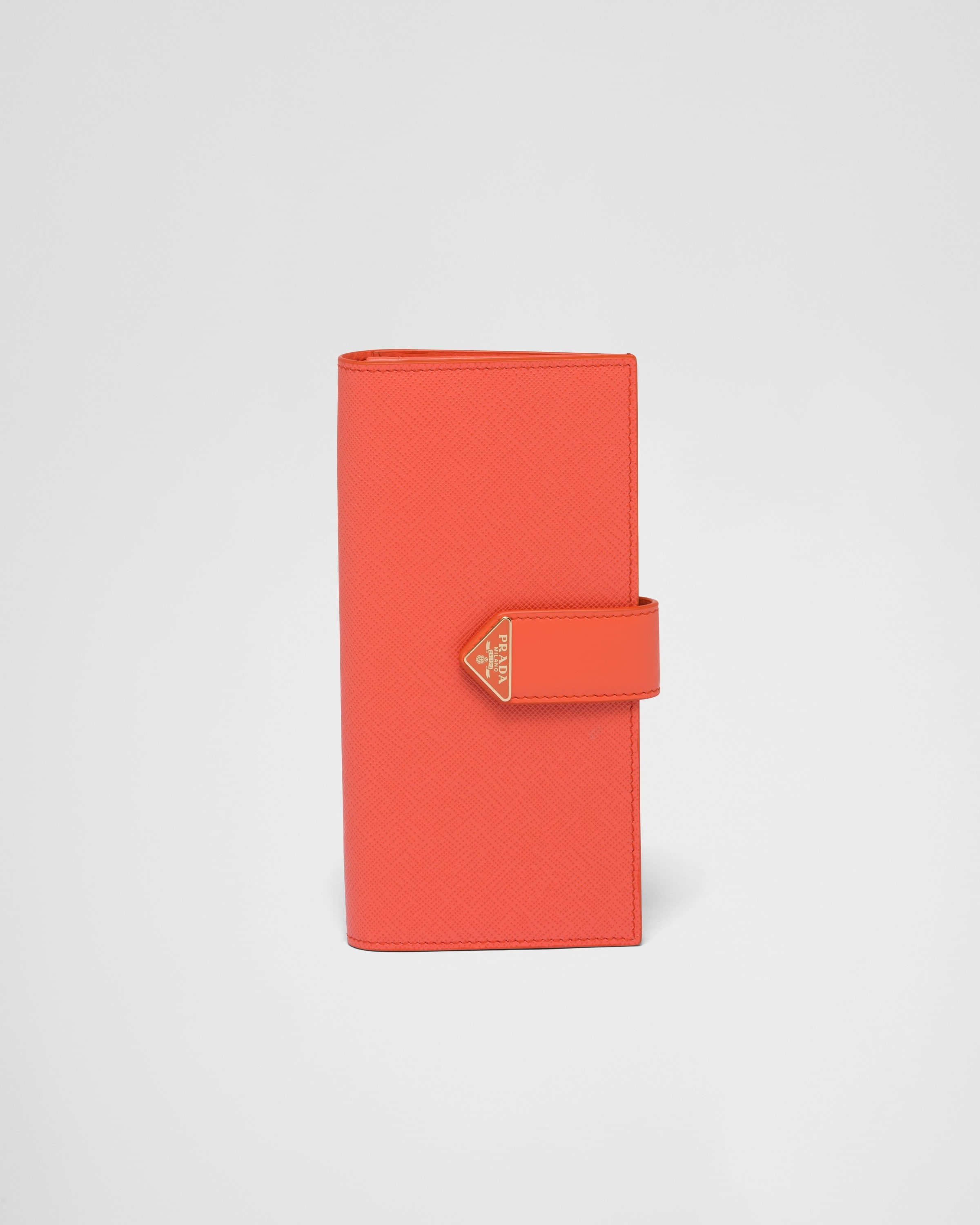 Orange Large Saffiano And Smooth Leather Wallet PRADA