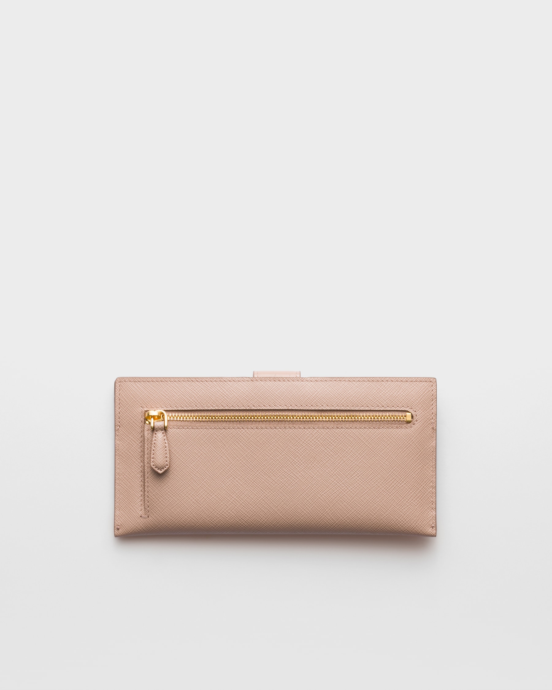 Powder Pink Large Saffiano And Leather Wallet | PRADA - United States