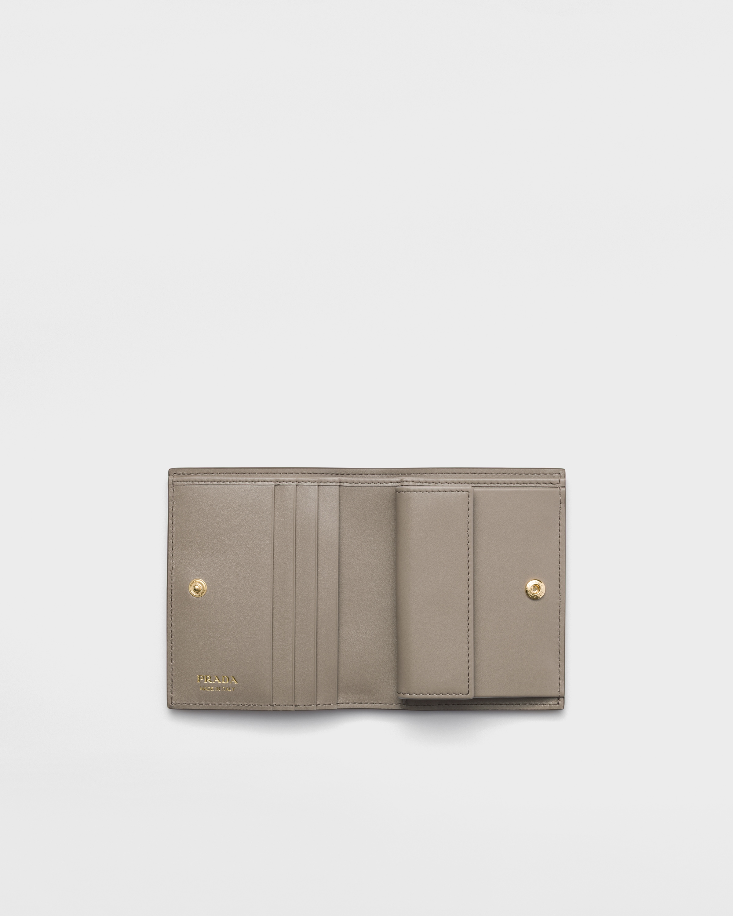 Clay Grey Small leather wallet | PRADA - United States
