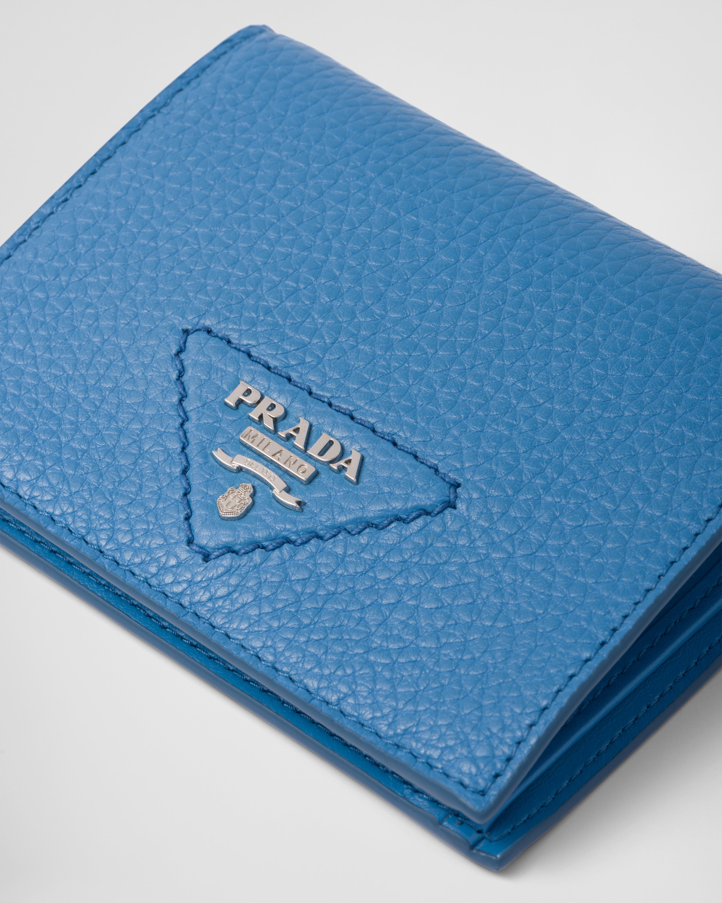 Light Blue Small Leather Wallet PRADA