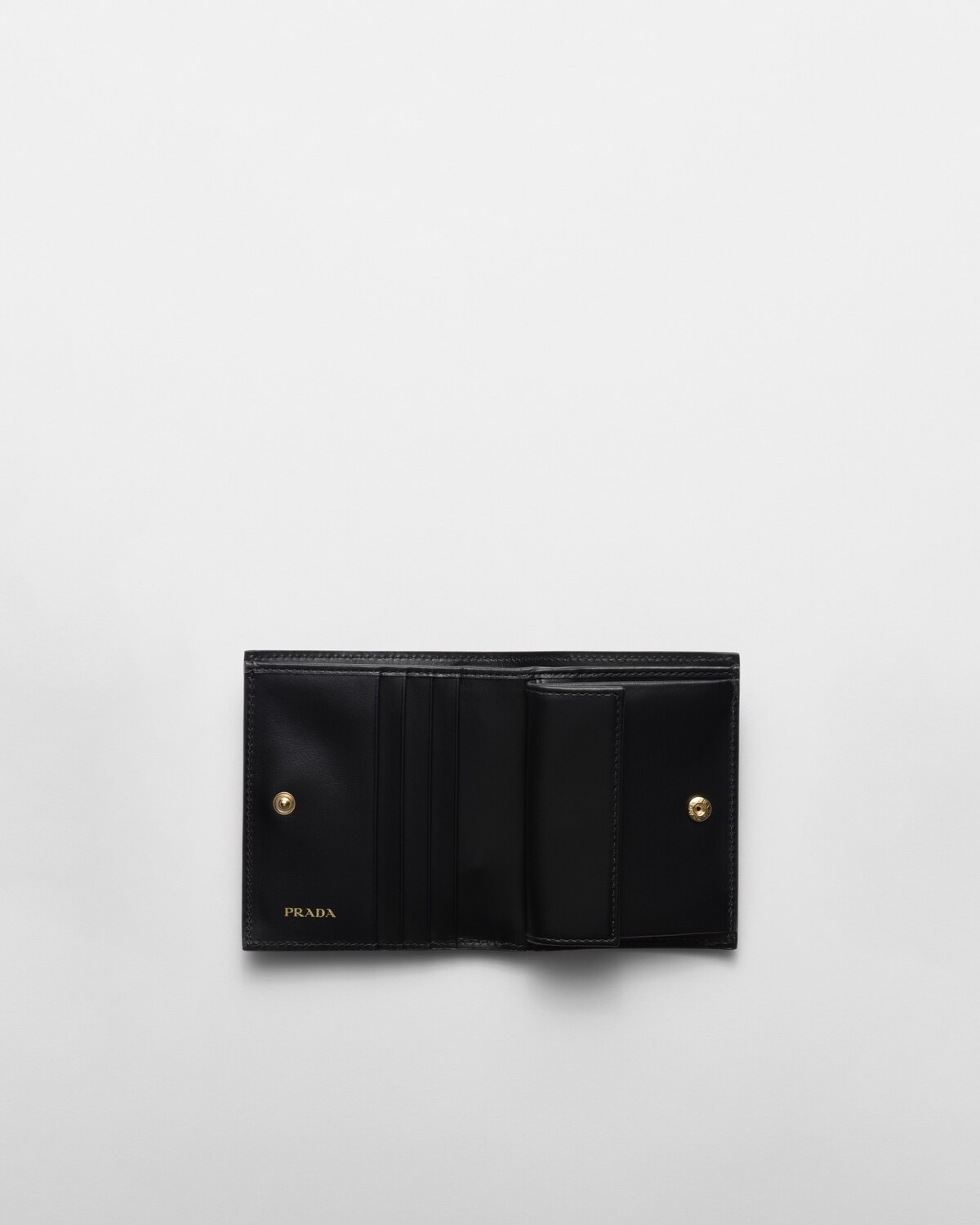 Black Small Printed Saffiano Leather Wallet | PRADA