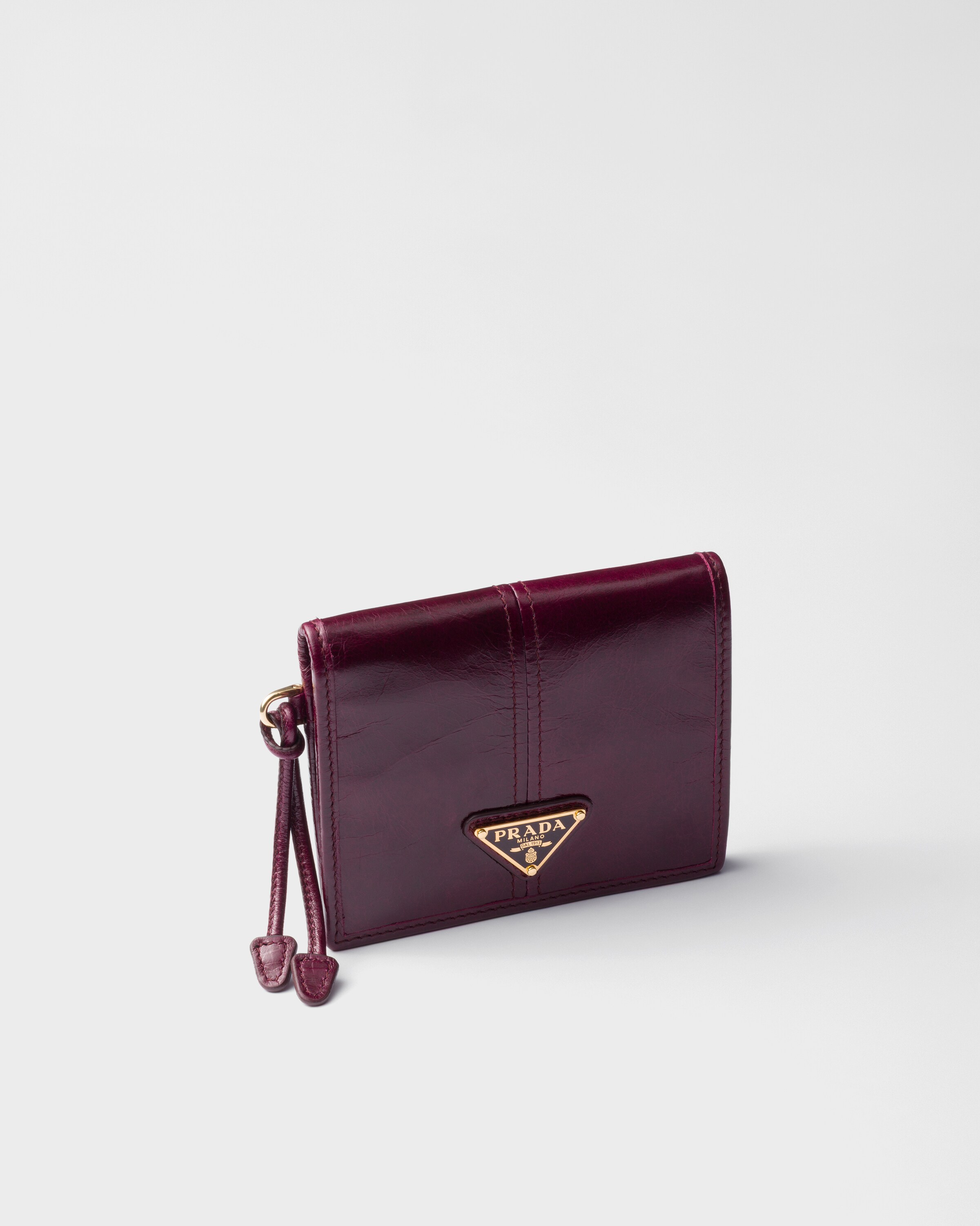 Burgundy Small leather wallet | PRADA - United States